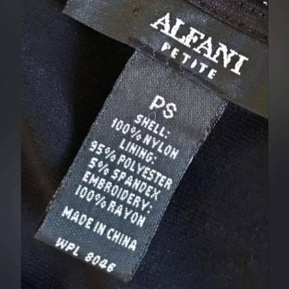 Alfani Sheer Black Layered Tank Top with White Embroidery Sz S/P - Picture 9 of 9